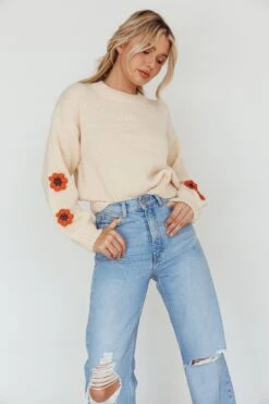 Lighthouse Flower Accent Sweater Cream -Selfie Leslie Shop SLT3114 20CREAM 6