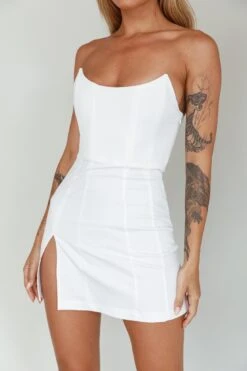 Luann Scoop Neckline Strapless Mini Dress White -Selfie Leslie Shop SLVID10409 20WHITE 4