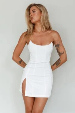 Luann Scoop Neckline Strapless Mini Dress White -Selfie Leslie Shop SLVID10409 20WHITE 5
