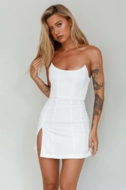 Luann Scoop Neckline Strapless Mini Dress White -Selfie Leslie Shop SLVID10409 20WHITE 7