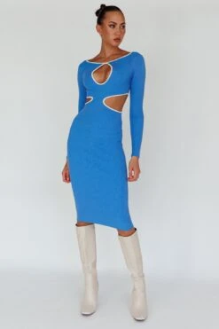 Jovie Keyhole Knit Midi Dress Blue -Selfie Leslie Shop SLVID10588 20BLUE 2