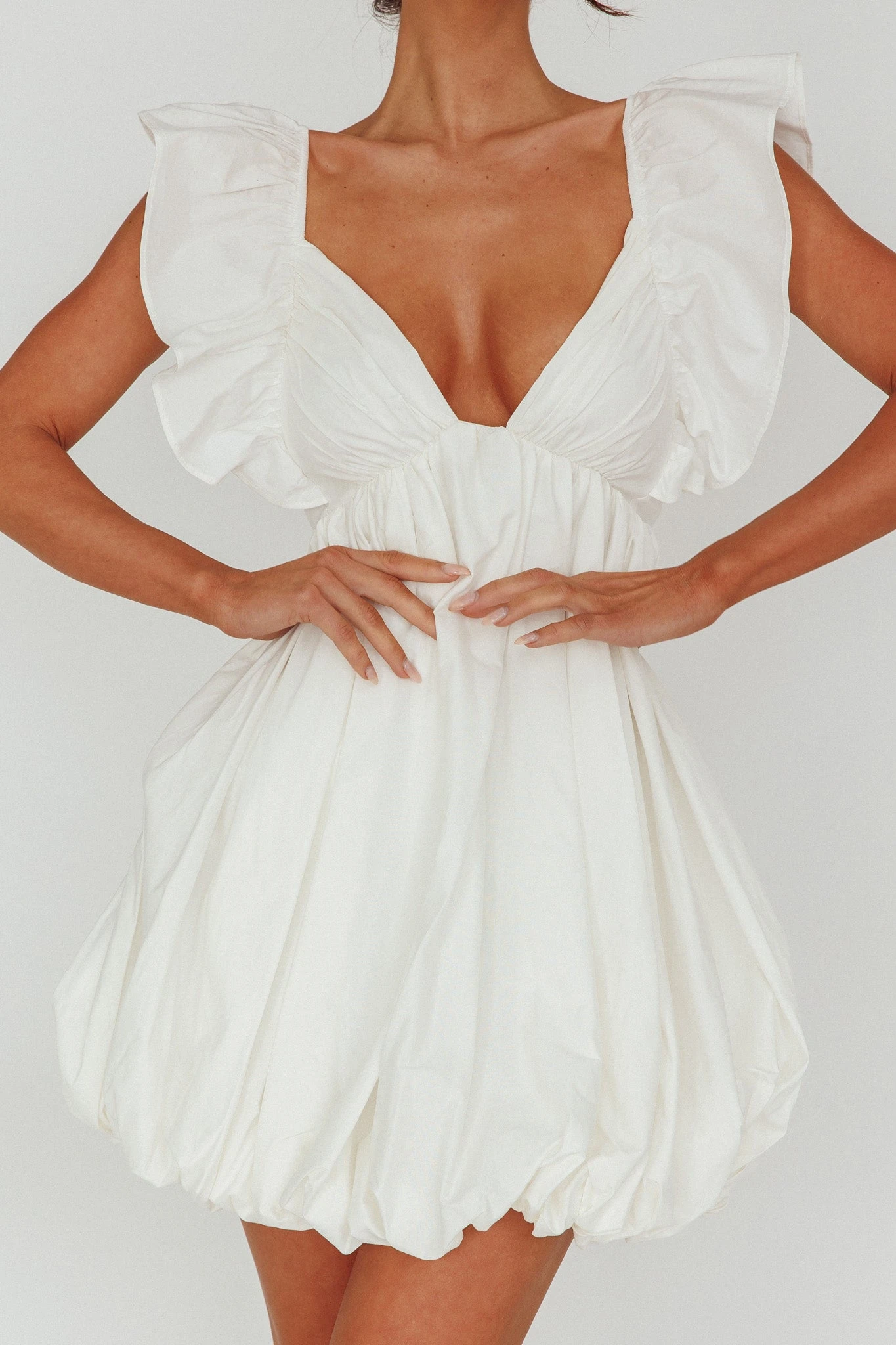 Horoscope Bubble Hem Mini Dress Ivory 6 Horoscope Bubble Hem Mini Dress Ivory - Image 4