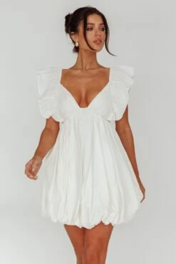 Horoscope Bubble Hem Mini Dress Ivory 11 Horoscope Bubble Hem Mini Dress Ivory -Selfie Leslie Shop SLVID10686 20IVORY 5