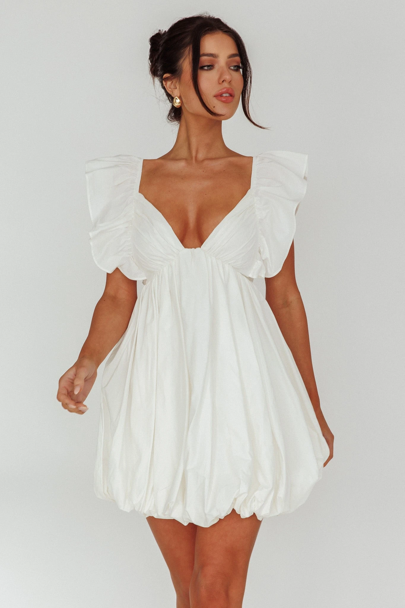 Horoscope Bubble Hem Mini Dress Ivory 7 Horoscope Bubble Hem Mini Dress Ivory - Image 5