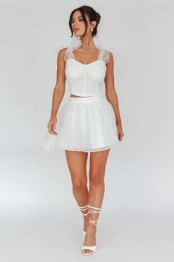 High Class Bow Shoulder Crop Top White -Selfie Leslie Shop SLWT60362 20OFF 20WHITE 6