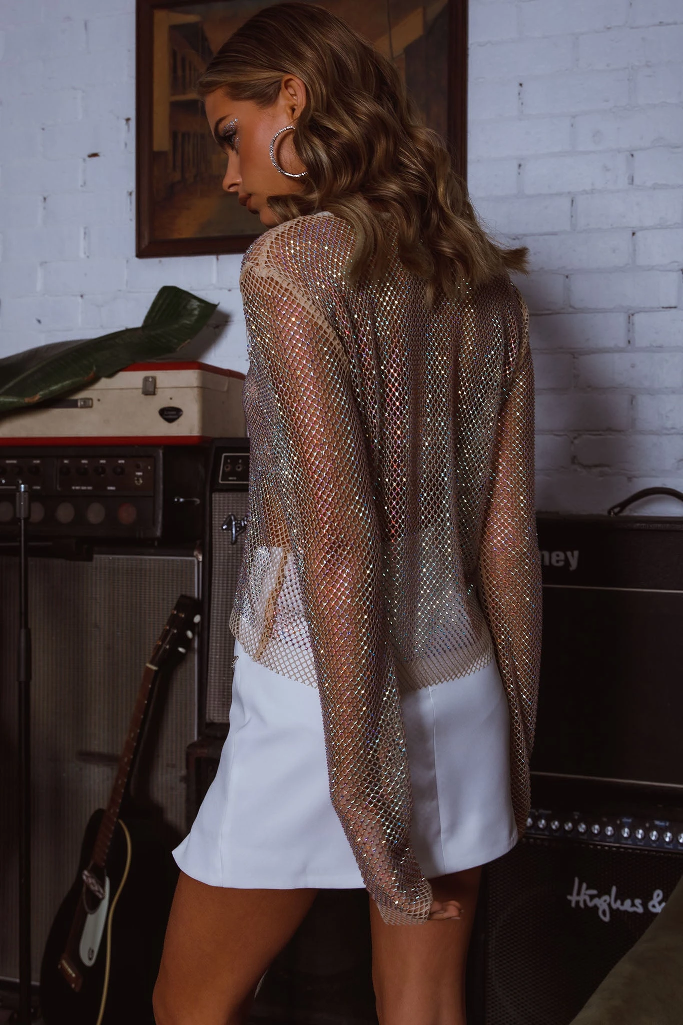 Be Seen Rhinestone Embellished Mini Skirt White 9 Be Seen Rhinestone Embellished Mini Skirt White - Image 7