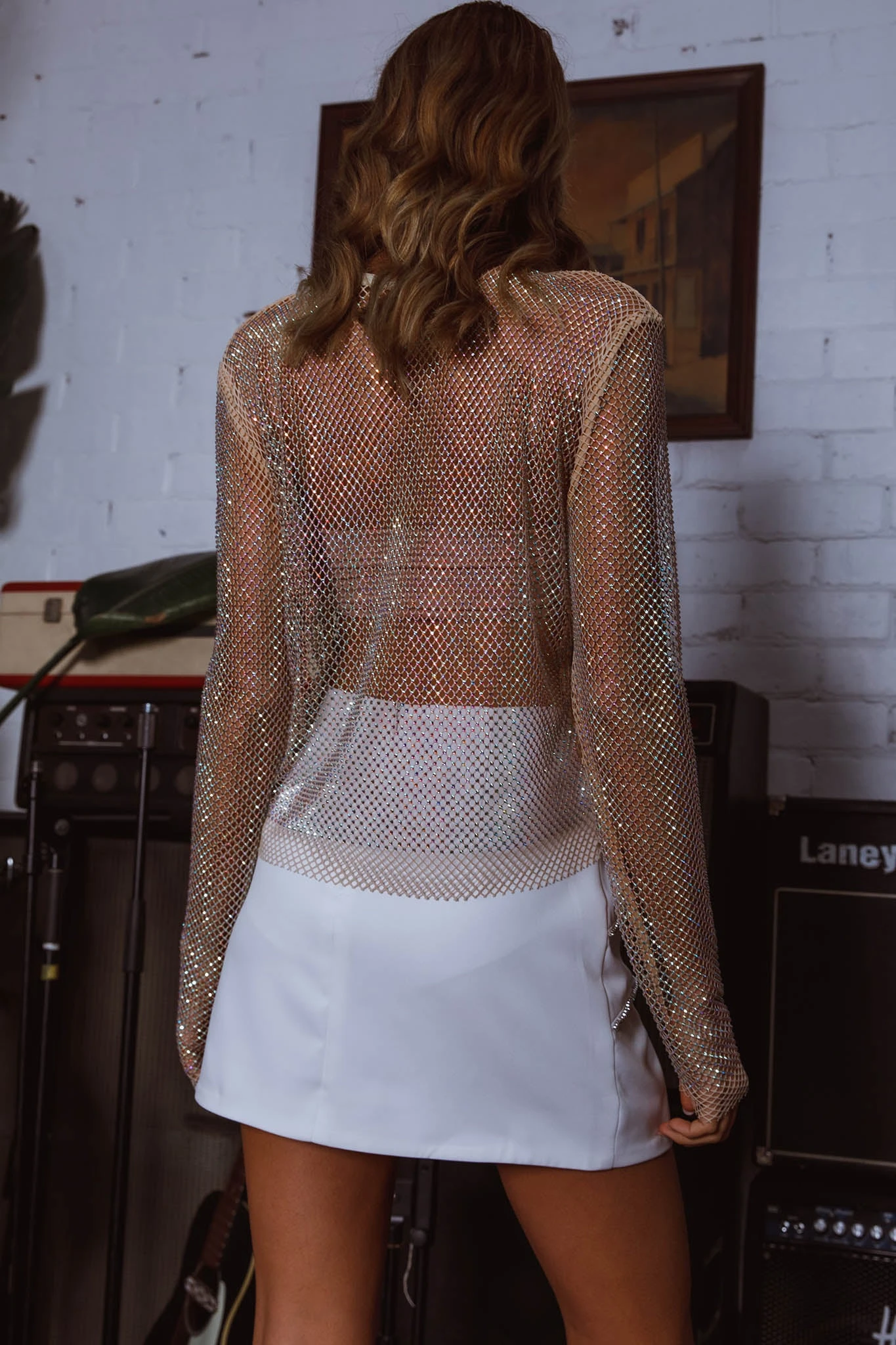 Be Seen Rhinestone Embellished Mini Skirt White 10 Be Seen Rhinestone Embellished Mini Skirt White - Image 8