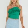 La Belle Frill Neckline Crop Top Green -Selfie Leslie Shop SLY22194 20GREEN 1