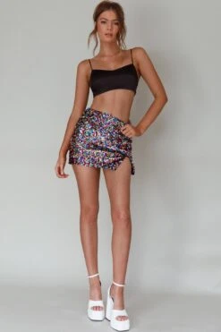 La Nuit Sequin Mini Skirt Multi 13 La Nuit Sequin Mini Skirt Multi -Selfie Leslie Shop SLY22205 20MULTI 2