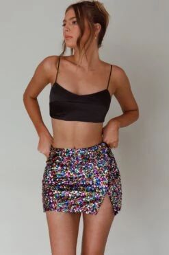 La Nuit Sequin Mini Skirt Multi 16 La Nuit Sequin Mini Skirt Multi -Selfie Leslie Shop SLY22205 20MULTI 6