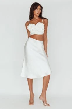 Daze Satin Midi Skirt Cream -Selfie Leslie Shop SLYS926 20CREAM 5