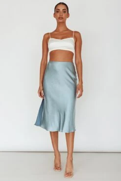 Daze Satin Midi Skirt Light Blue 9 Daze Satin Midi Skirt Light Blue -Selfie Leslie Shop SLYS926 20LIGHT 20BLUE 2