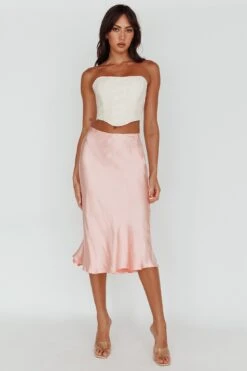 Daze Satin Midi Skirt Pink -Selfie Leslie Shop SLYS926 20PINK 2
