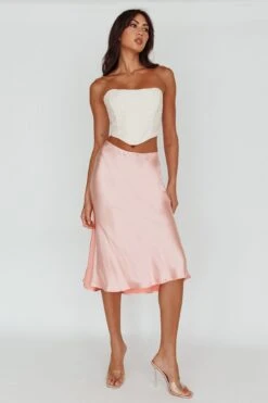 Daze Satin Midi Skirt Pink -Selfie Leslie Shop SLYS926 20PINK 5