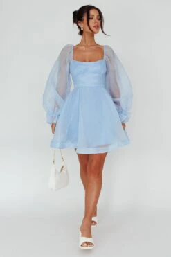 I've Got Sunshine Long Sleeve Mini Dress Light Blue -Selfie Leslie Shop SN0042D02 20LIGHT 20BLUE 2