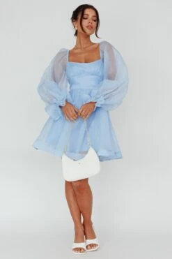 I've Got Sunshine Long Sleeve Mini Dress Light Blue -Selfie Leslie Shop SN0042D02 20LIGHT 20BLUE 5