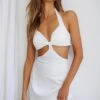 Acapulco Halterneck Tie-Up Back Satin Mini Dress White -Selfie Leslie Shop SR0002J05 OFF WHITE 1