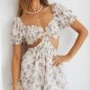 Ines Shirred Puff Sleeve Buckle Back Romper Floral Print White 1 Ines Shirred Puff Sleeve Buckle Back Romper Floral Print White -Selfie Leslie Shop SR0002J06 WHITE 1