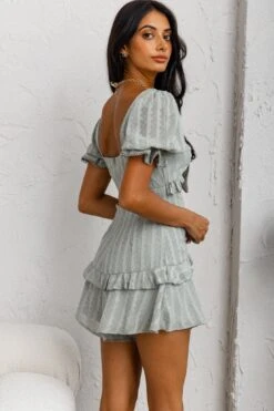 Young Love Tied Bust Frill Trim Romper Avocado -Selfie Leslie Shop SR0022D01AVOCADO 3