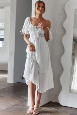 Topanga Canyon String Tie Boho Midi Dress White -Selfie Leslie Shop SR0061B01 20WHITE 2