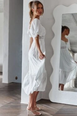 Topanga Canyon String Tie Boho Midi Dress White -Selfie Leslie Shop SR0061B01 20WHITE 6