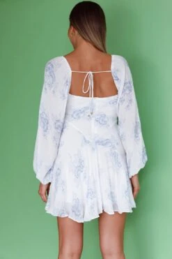 Beaujolais Long Sleeve Cowl Neckline Ruffle Mini Dress Floral Blue 18 Beaujolais Long Sleeve Cowl Neckline Ruffle Mini Dress Floral Blue -Selfie Leslie Shop SR0086D01 20BLUE 8