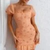 Bliss Moment Lace-Up Back Mini Dress Apricot -Selfie Leslie Shop SR0096D 20APRICOT 1