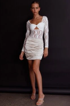 Asteria Long Sleeve Lace Bodysuit White 12 Asteria Long Sleeve Lace Bodysuit White -Selfie Leslie Shop SR0149B 20WHITE 2