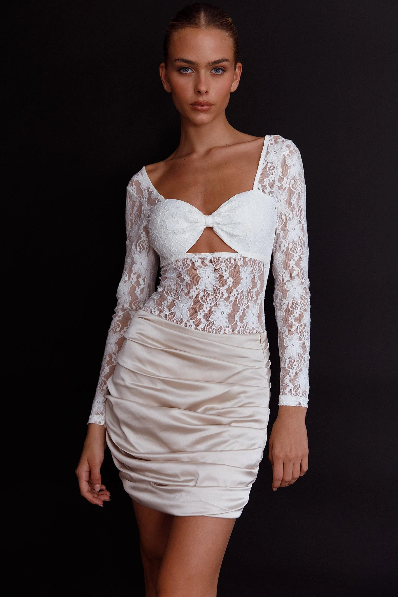 Asteria Long Sleeve Lace Bodysuit White 7 Asteria Long Sleeve Lace Bodysuit White - Image 5