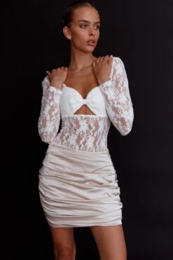 Asteria Long Sleeve Lace Bodysuit White 16 Asteria Long Sleeve Lace Bodysuit White -Selfie Leslie Shop SR0149B 20WHITE 7