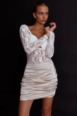 Asteria Long Sleeve Lace Bodysuit White 17 Asteria Long Sleeve Lace Bodysuit White -Selfie Leslie Shop SR0149B 20WHITE 8