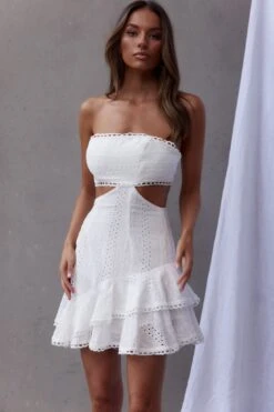 Majorca Cut-Out Waist Eyelet Dress White -Selfie Leslie Shop SR0180B 20WHITE 2