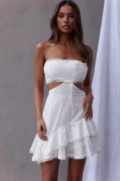 Majorca Cut-Out Waist Eyelet Dress White -Selfie Leslie Shop SR0180B 20WHITE 6