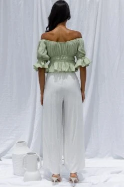 La Romana High Waisted Wide Leg Pants White 9 La Romana High Waisted Wide Leg Pants White -Selfie Leslie Shop SR0280B 20WHITE 3