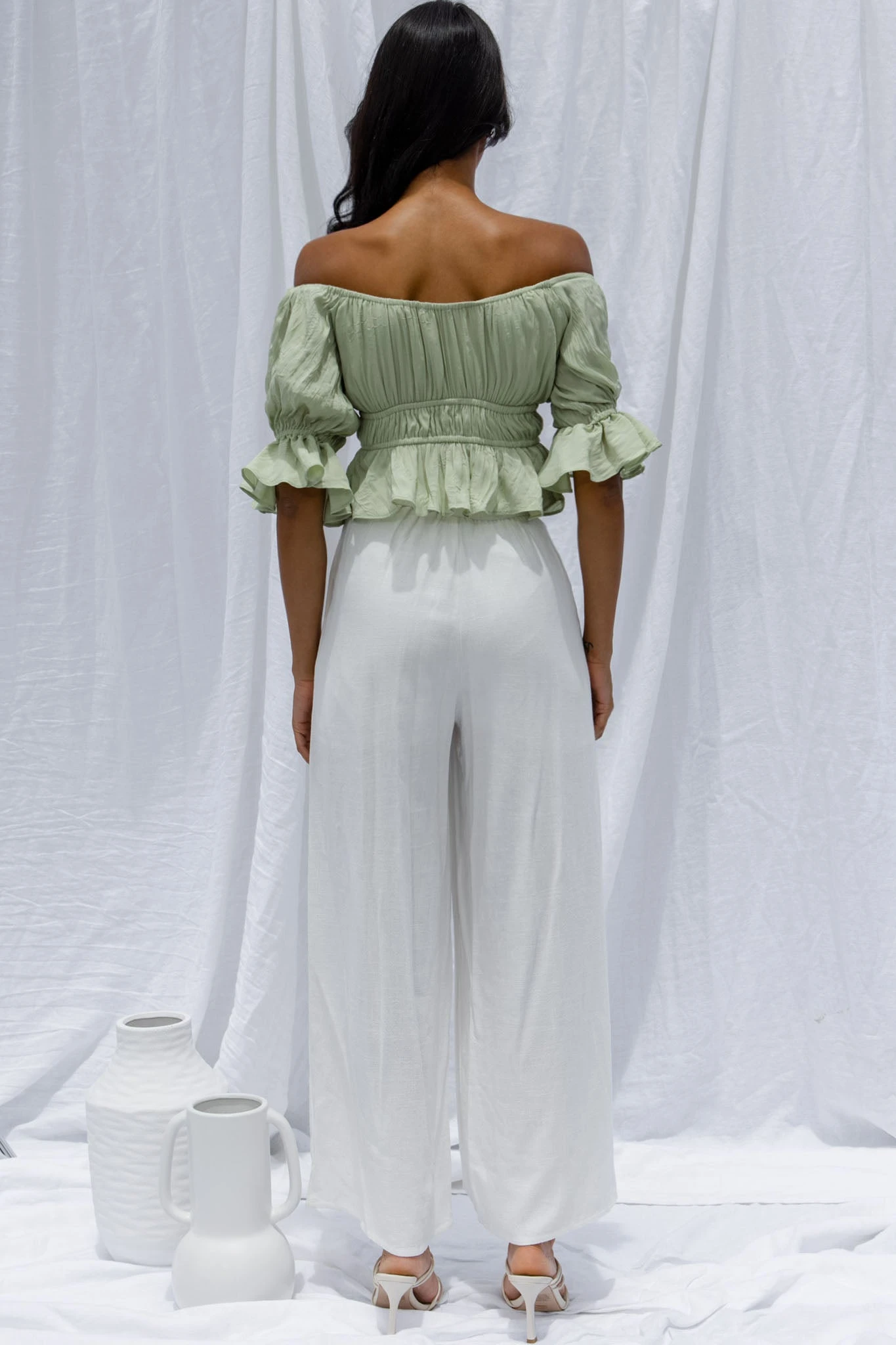 La Romana High Waisted Wide Leg Pants White 4 La Romana High Waisted Wide Leg Pants White - Image 2