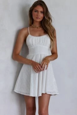 Wishing And Hoping Lace-Up Back Dress White 16 Wishing And Hoping Lace-Up Back Dress White -Selfie Leslie Shop SR0341B 20WHITE 7