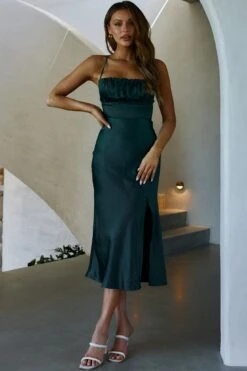 Lakoda Gathered Bust Bow Tie Back Midi Dress Forest Green -Selfie Leslie Shop SR0360B 20FOREST 20GREEN 6