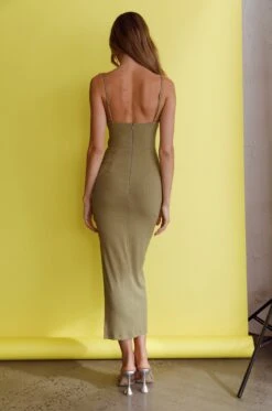 Crazy In Love Cowl Neck Cut-Out Waist Midi Dress Olive -Selfie Leslie Shop SR0387D 20OLIVE 9