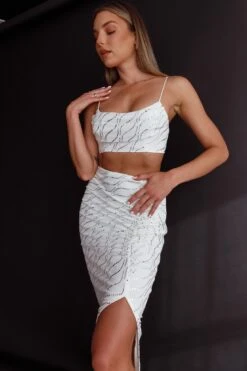 Maree Ruched Detail Midi Skirt White 17 Maree Ruched Detail Midi Skirt White -Selfie Leslie Shop SR0517D S 20WHITE 7