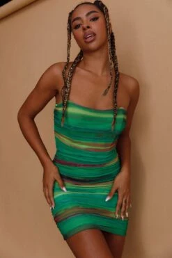 Logan Strapless Ruched Dress Green 14 Logan Strapless Ruched Dress Green -Selfie Leslie Shop SR0655J 20GREEN 4