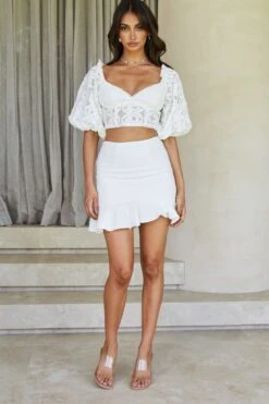 Emoji Asymmetrical Ruffle Hemline Skirt White 14 Emoji Asymmetrical Ruffle Hemline Skirt White -Selfie Leslie Shop ST1018D04 20WHITE 5