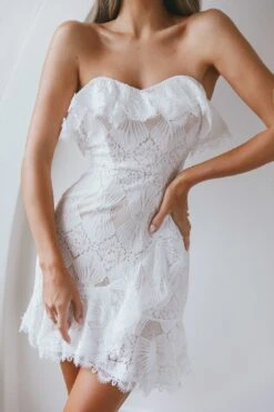 September Lace Mini Dress White 12 September Lace Mini Dress White -Selfie Leslie Shop ST1926DWHITE 4