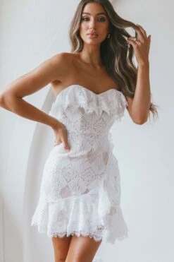 September Lace Mini Dress White 14 September Lace Mini Dress White -Selfie Leslie Shop ST1926DWHITE 7
