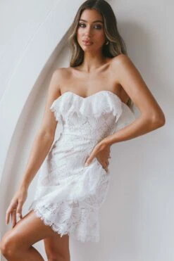 September Lace Mini Dress White 15 September Lace Mini Dress White -Selfie Leslie Shop ST1926DWHITE 8