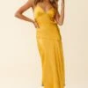Downtown Cami Strap Front Split Midi Dress Mustard -Selfie Leslie Shop ST2099B01 MUSTARD 1