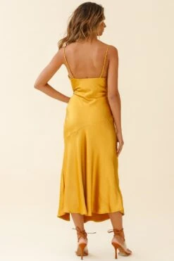 Downtown Cami Strap Front Split Midi Dress Mustard -Selfie Leslie Shop ST2099B01 MUSTARD 6