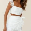 Sonnet Lace Trim Wrap Skirt White 1 Sonnet Lace Trim Wrap Skirt White -Selfie Leslie Shop ST2153B S WHITE 3