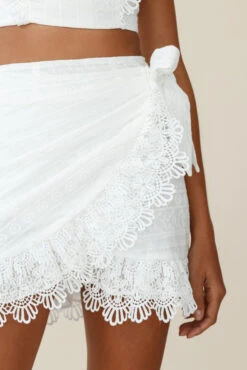 Sonnet Lace Trim Wrap Skirt White -Selfie Leslie Shop ST2153B S WHITE 5