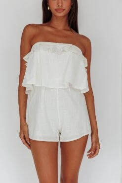 Joey Strapless Tie-Back Romper White -Selfie Leslie Shop ST2180BWHITE 4