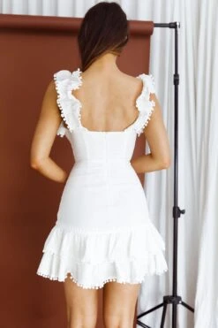 Annie Ruffle Shoulder Strap Layered Hem Mini Dress White -Selfie Leslie Shop ST2186D01WHITE 3